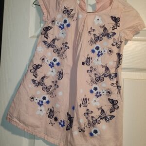 Pink Butterfly and Floral Kids Dress